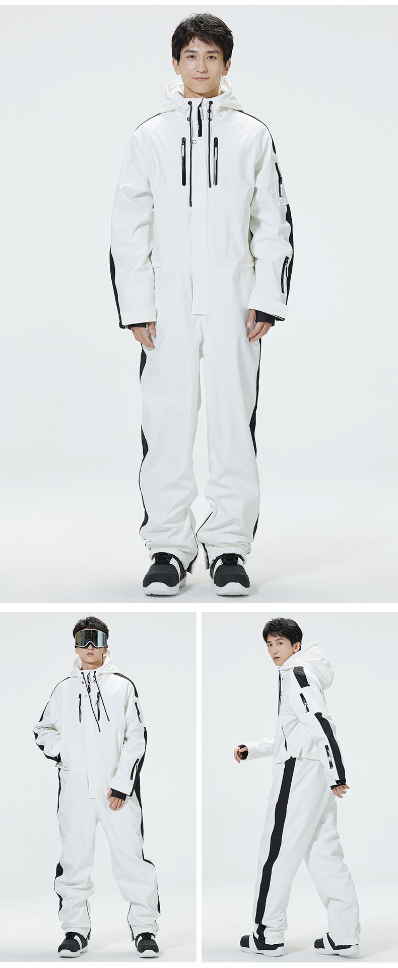 Conjunto de traje de esquí de una pieza para adultos, resistente al viento, impermeable, cálido, para exteriores, chaqueta de snowboard_voghion.com