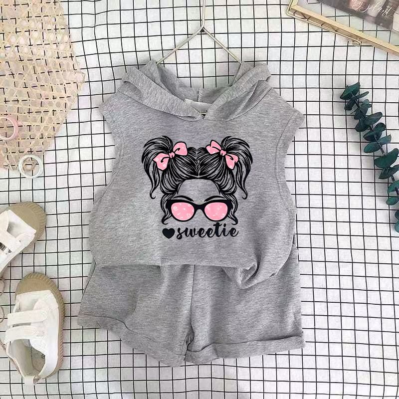 Children's Clothing 2025 New Girls Shorts Suit Hooded Two Piece Korean Style Fashion Cartoon Vest Trend_voghion.com