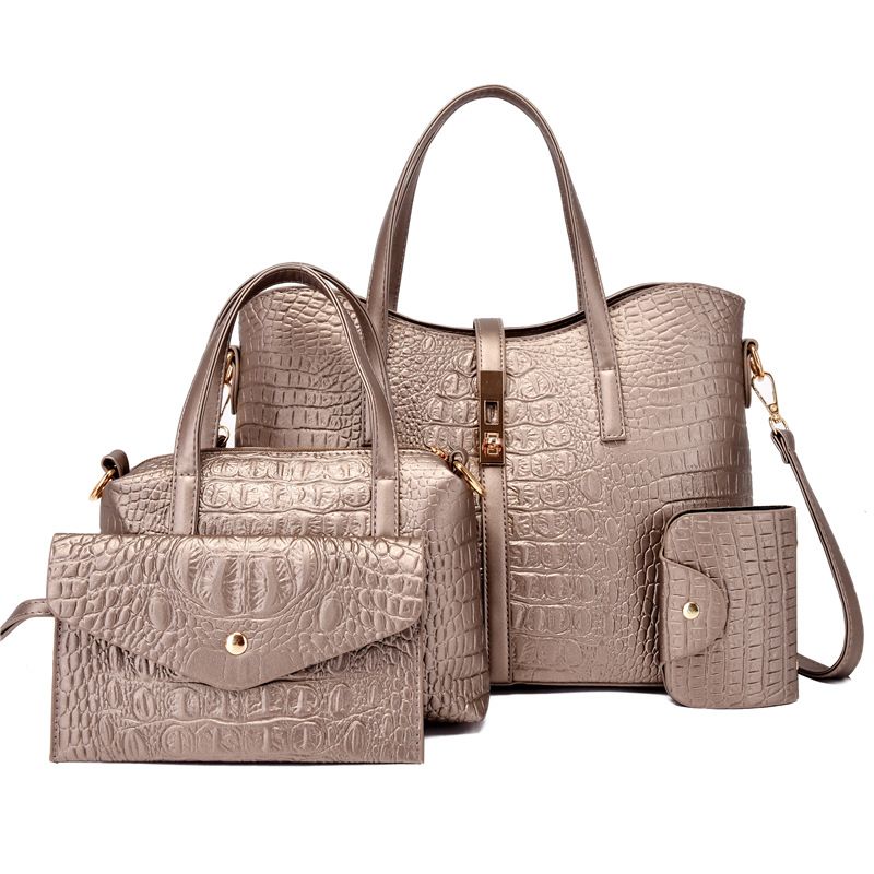 Women's Bag Fashion Crocodile Pattern Mother-and-Daughter Bag Four-piece Set Handbag Single Shoulder Bag Messenger Bag_voghion.com