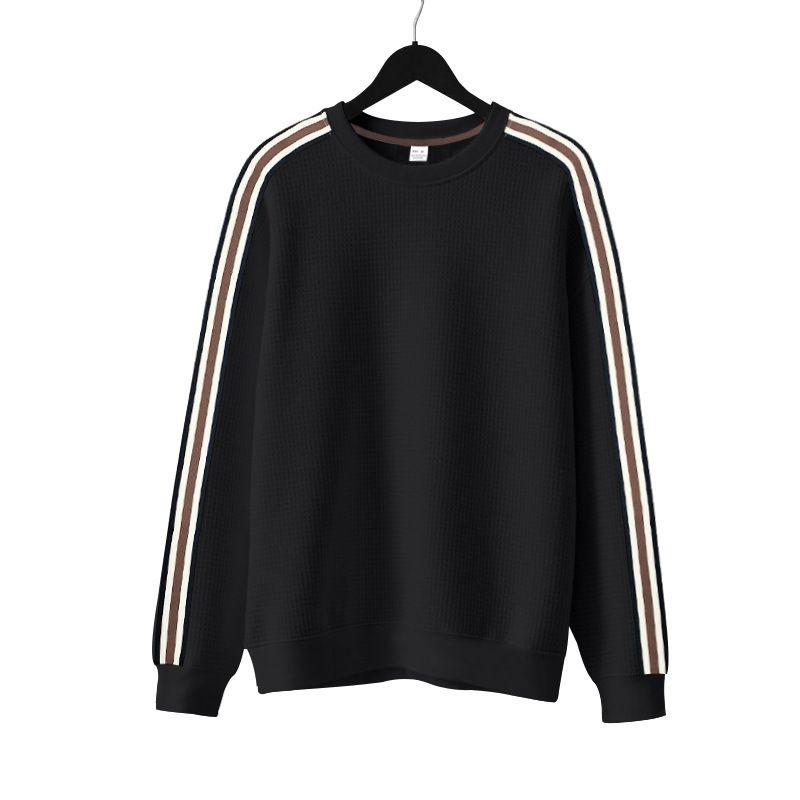 Men's Casual Sweatshirt - Relaxed Fit Crewneck Pullover With Mini Check Pattern | Soft Cotton Blend, Thickened For Spring/Fall_voghion.com