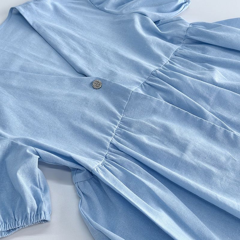 Ensemble 2 pièces pour femme, haut à col en V et pantalon à manches courtes, couleur unie, printemps et été_voghion.com