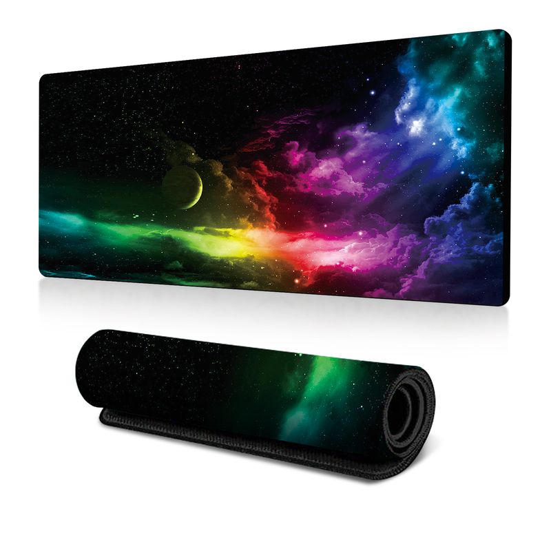 Tappetino per mouse antiscivolo con trasferimento termico, bordo antisporco, oversize, per scrivania da ufficio, con mappa del cielo stellato dell'universo esplosivo_voghion.com