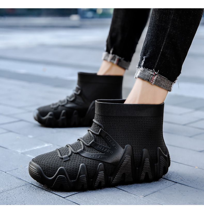 Waterdichte PVC heren mid-top sneeuwlaarzen met verdikte onderkant, antislip, mode, casual, fleece gevoerd, warm, dual-use werkschoenen van rubber_voghion.com