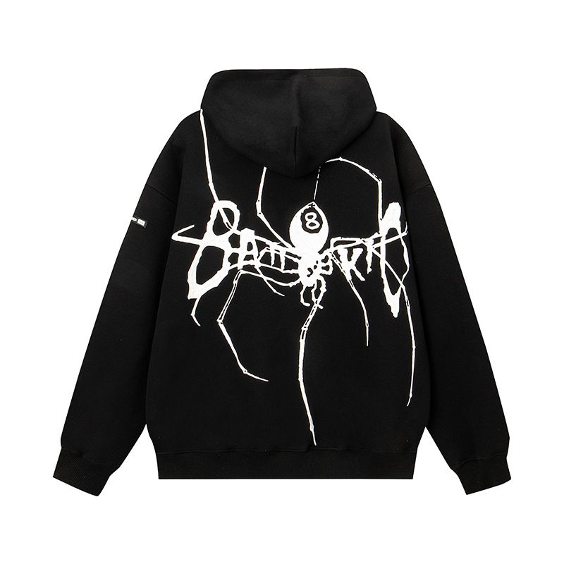 Felpa con cappuccio e stampa in schiuma Big Spider di American High, unisex, stile street, giacca cardigan hip hop ampia_voghion.com