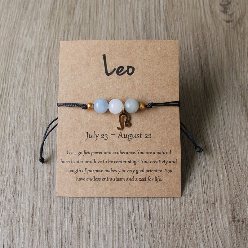 Twelve Constellations Hand Woven Bracelet Women's Natural Stone Crystal Bracelet Braided Rope_voghion.com