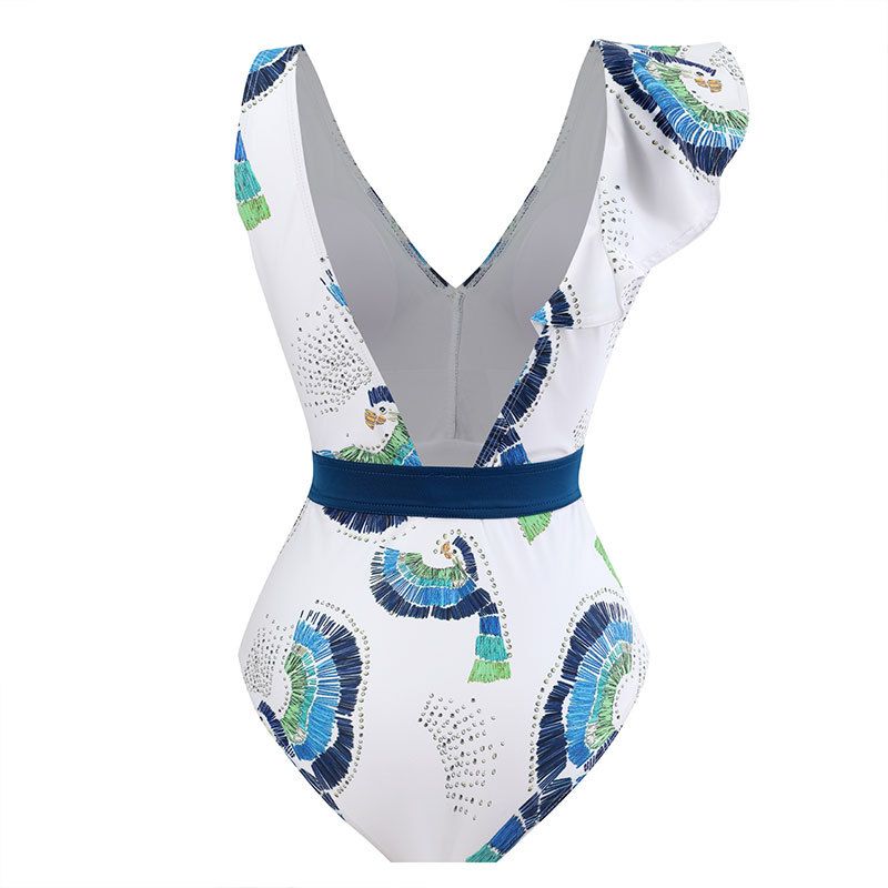 Women's Clothing Sexy One Piece Swimsuit Female Retro Ruffled Chiffon Skirt Swimsuit Suit_voghion.com