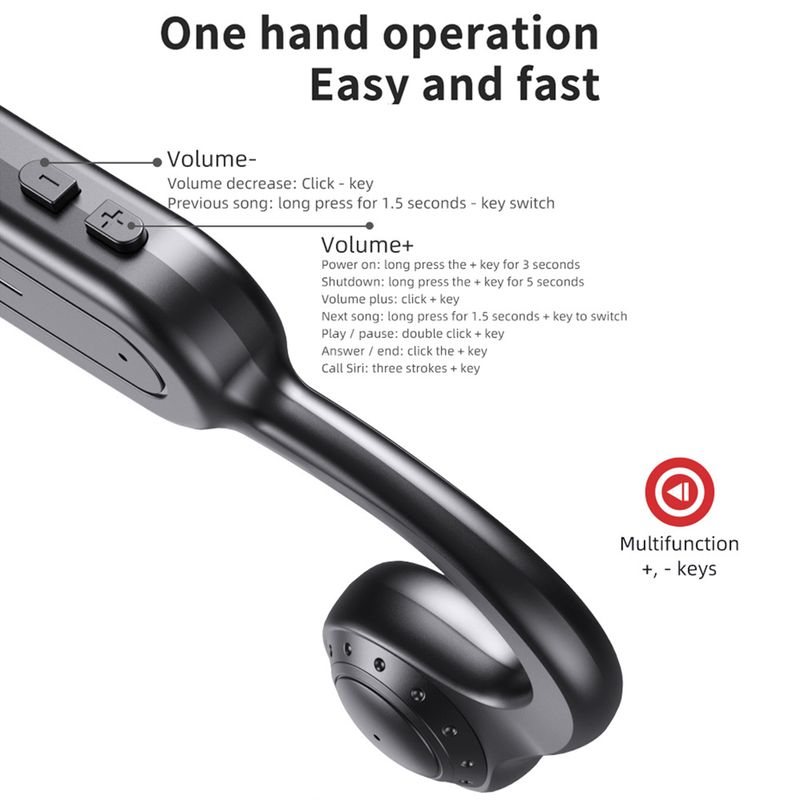 Q88 Wireless Earphone Ear Hook Noise Reduction Comfortable Bone Conduction Built-in Microphone Sports Stereo_voghion.com