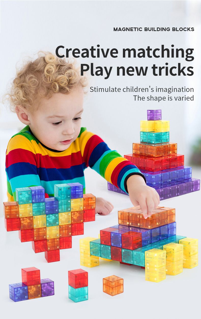 Stress Relief Toys 2cm Magnetic Cube DIY Geometric Building Blocks Magnetic Building Blocks Parent Child Interactive Building Blocks Toys_voghion.com