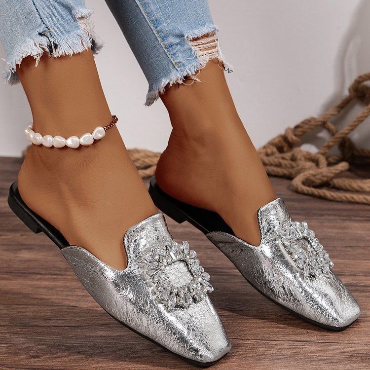 Damenschuhe Neue Sommerschuhe Quadratischer Kopf Pantoletten Sandalen Halbe Unterstützung Einzelschuhe Geschlossener Kopf Halbe Hausschuhe Damen Sommer Outdoor Wear_voghion.com