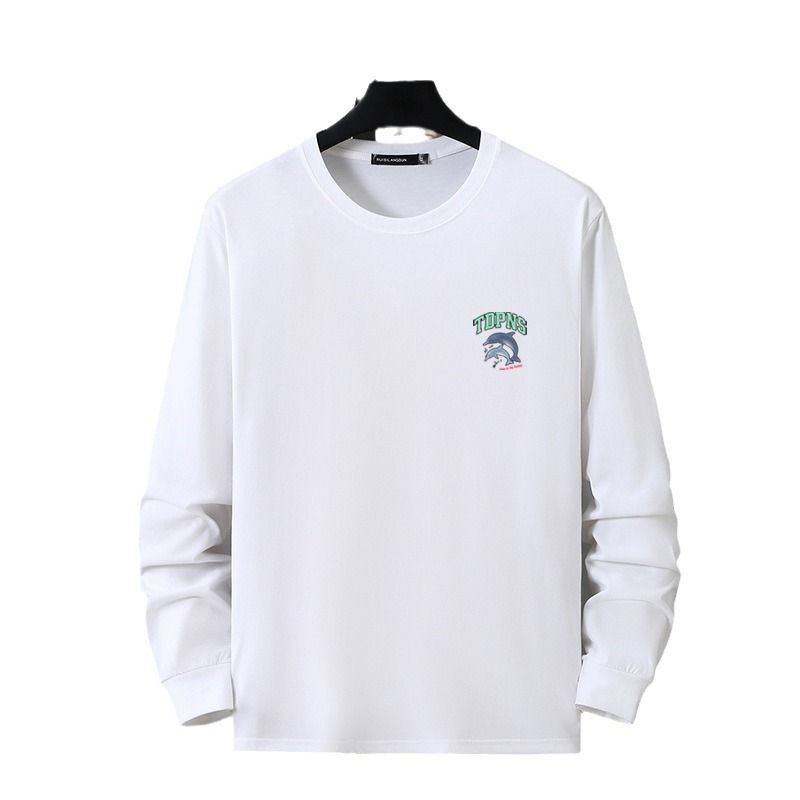 Frühling und Herbst dünnen Stil mit dicken und großen Herren reine Baumwolle Langarm T-Shirt lose lässige Herbstkleidung dick und dick Guy Trendy Base_voghion.com