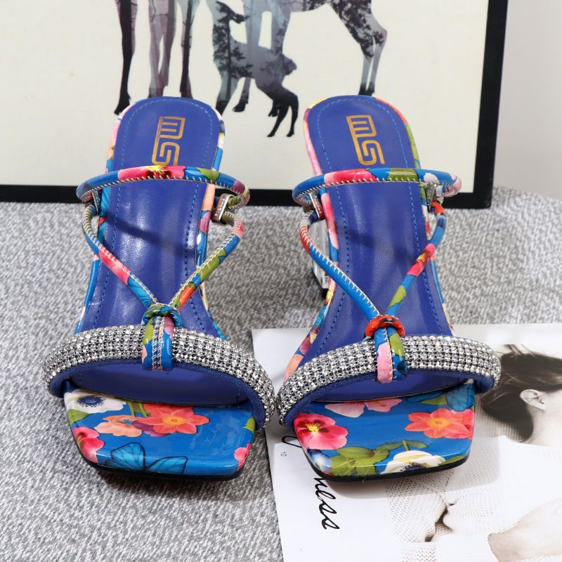 Extra große hohe 2024 Sommerkopf-Wasserdiamant-transparente Outdoor-Sandalen mit quadratischem Absatz für Damen_voghion.com