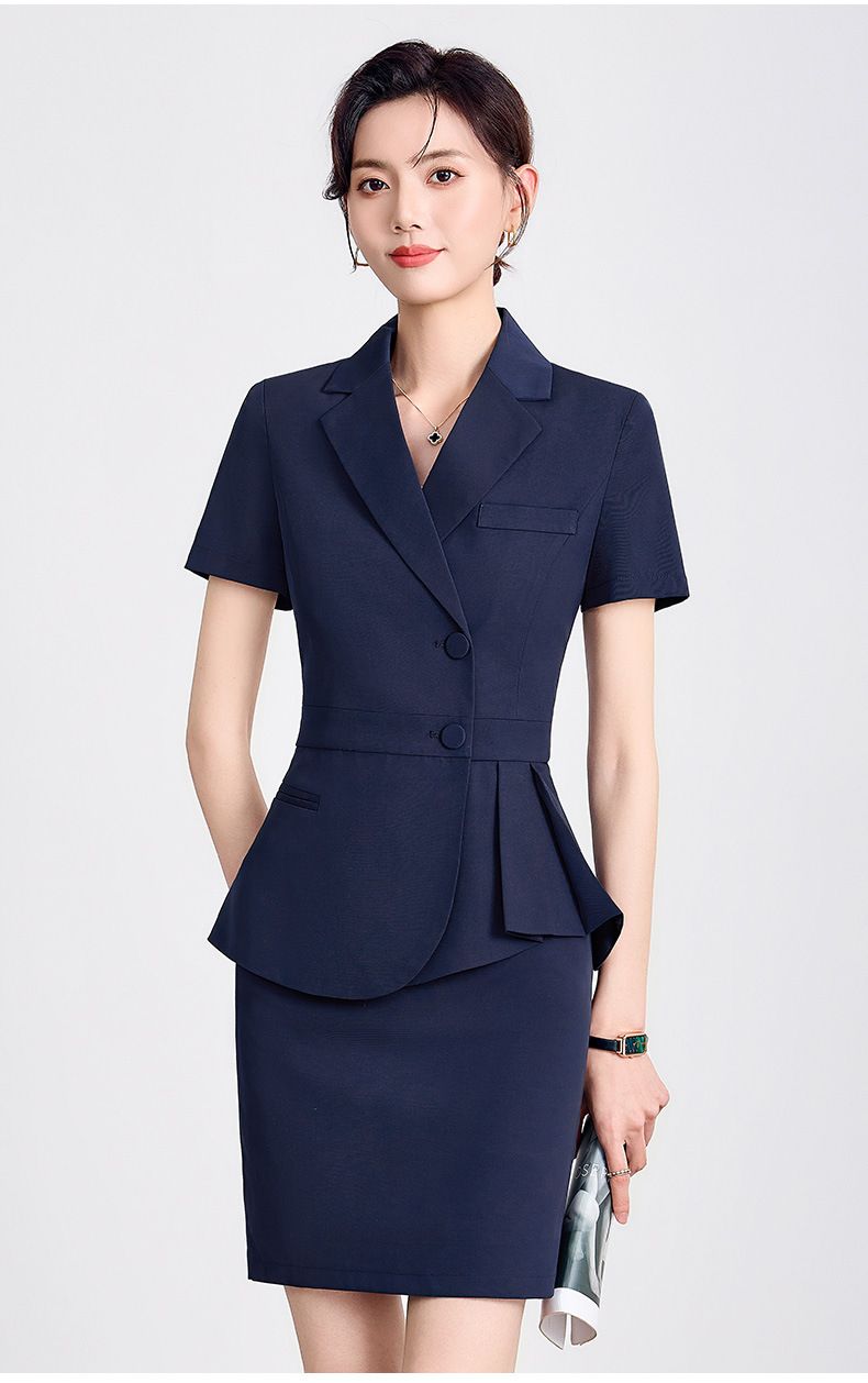 Professional Short Sleeved Suit, Female Capable Temperament, Formal Attire, Manager's Secretary, Hotel Front Desk_voghion.com