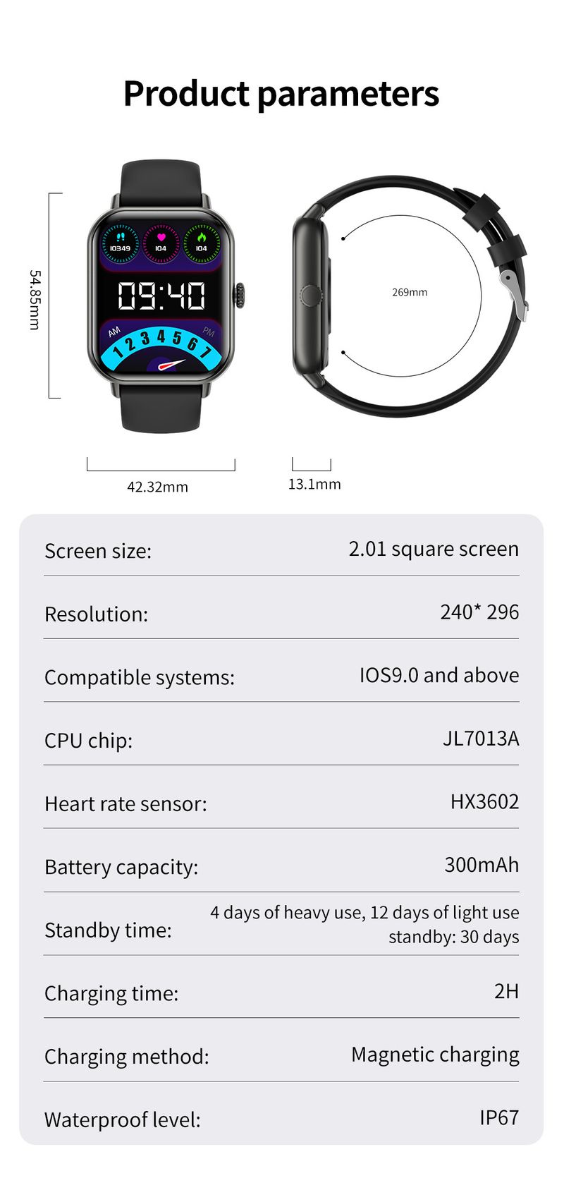 ZW62 Smart Watch With Bluetooth Calling, Heart Rate & Blood Oxygen Monitor, Full Touch Screen, 7-14 Days Battery Life, Waterproof For Men And Women_voghion.com