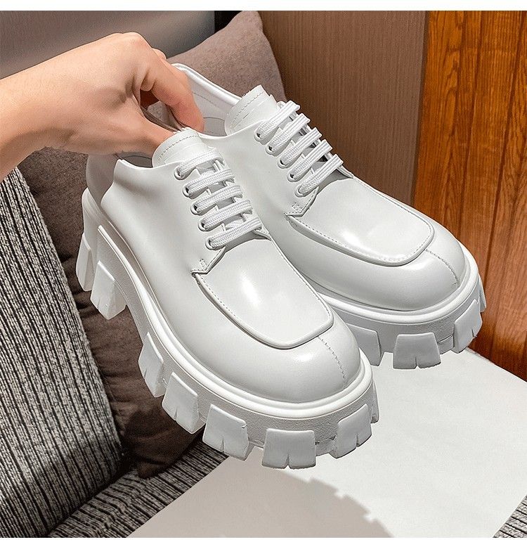 New Thick Platform Shoes Thick Soles And Fleece Small Leather Loafers_voghion.com
