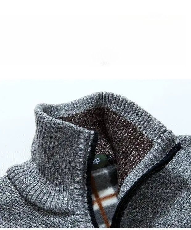 Verdickte Fleece-gefütterte Stehkragen-Strickjacke Für Herren, Herbst Und Winter, Neuer Stil, Übergröße, Einfarbige Oberbekleidung, Freizeitkleidung_voghion.com