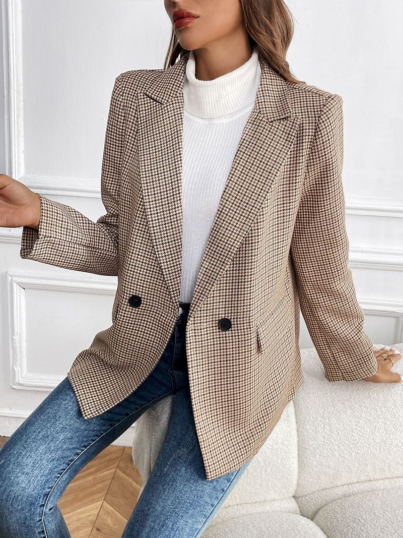 Chaqueta de traje informal de pata de gallo para desplazamientos de primavera y otoño de 2025._voghion.com