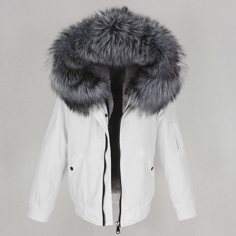 Abbigliamento donna nuovo parka con fodera in pelliccia artificiale ispessita, giacca con collo in pelliccia di volpe vera staccabile, cappotto di pelliccia_voghion.com