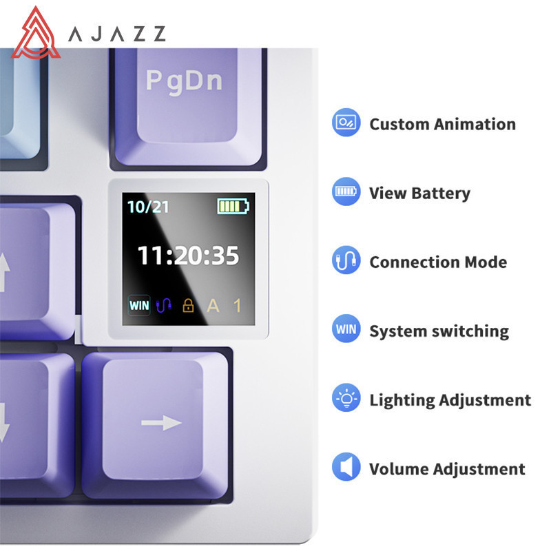 Game Designer Ajazz AK820 Pro RGB Backlit Hot Swap 3 Mode 2.4GHz USB Wireless Gaming Mechanical Keyboard_voghion.com