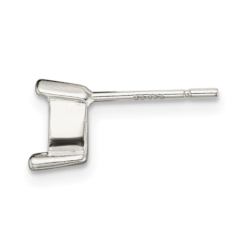 Sterling Silver Pear 3-Prong V-End 6 X 4mm Earring Setting_voghion.com