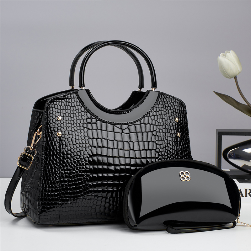 Fashion Crocodile Pattern Large Capacity Handbag New Trendy Mother Women's Cross Shoulder Bag Middle aged Shoulder Bag_voghion.com