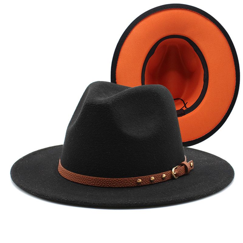 2020 New Men's And Women's Wool Woolen Double-sided Color Matching Flat Big Brimmed Gift Jazz Hats, Felt Hats_voghion.com