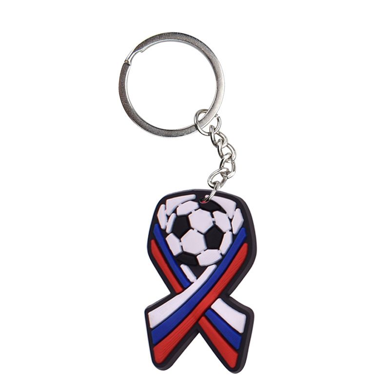 Portachiavi con ciondolo a forma di pallone da calcio, fibbia decorativa fai da te con adesivo morbido in PVC, ciondolo per zaino_voghion.com