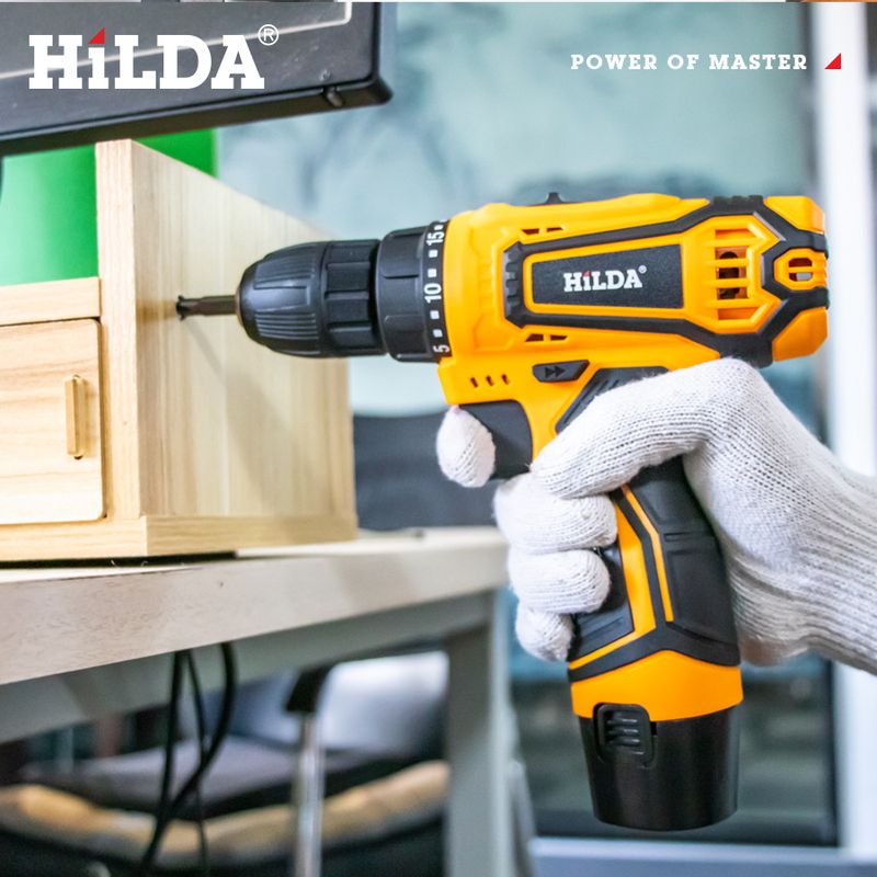 HILDA Cordless Lithium-Ion Drill Driver With 1 Battery & Charger, 10mm Chuck, 25Nm Torque, 1350 RPM, For Wood/Metal/Concrete Drilling & Screw Driving_voghion.com