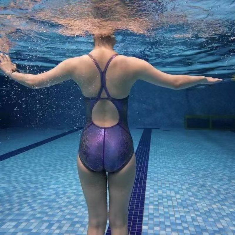 Surge Python Dames Zwembad Training Racing Nieuw Paars Slangenprint Hot Spring Laag Uitgesneden Eendelig Badpak Dames_voghion.com