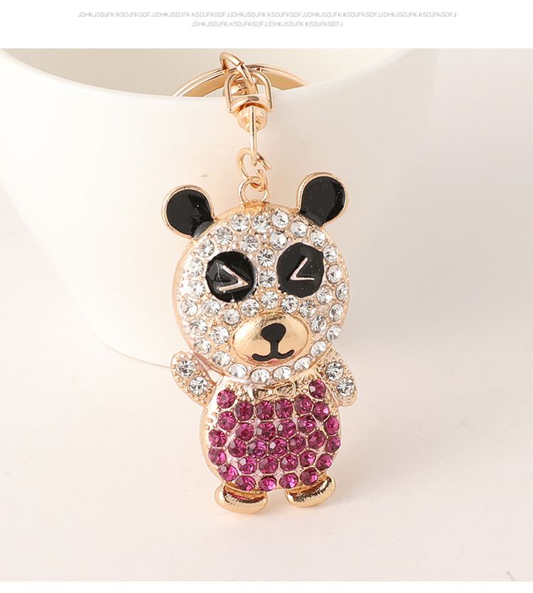 Portachiavi creativo a forma di orso con simbolo tempestato di diamanti, simpatico ciondolo per borsa, piccolo regalo_voghion.com