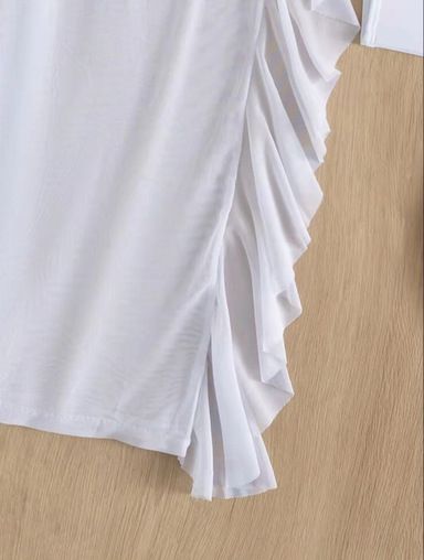 Bikini da donna sexy con copricostume e pantaloni in rete trasparente - Completo mare 3 pezzi nero/bianco (S/M/L)_voghion.com