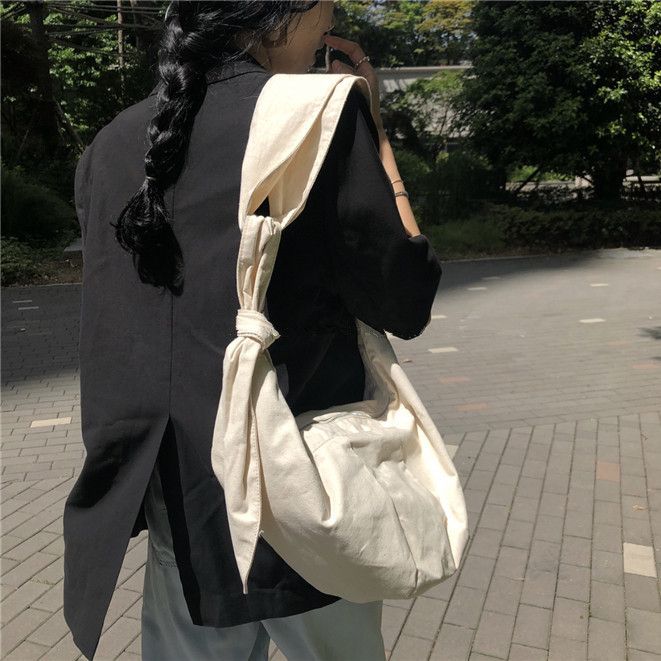 Borsa a tracolla in tela con nodo a forma di gnocco, consigliata dai blogger in stile coreano per l'estate, per le donne_voghion.com