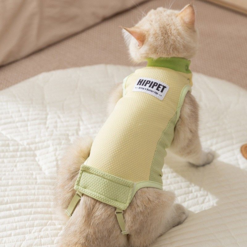 Combinaison de sevrage respirante à rayures serpent réglable postopératoire anti-léchage pour chat femelle_voghion.com