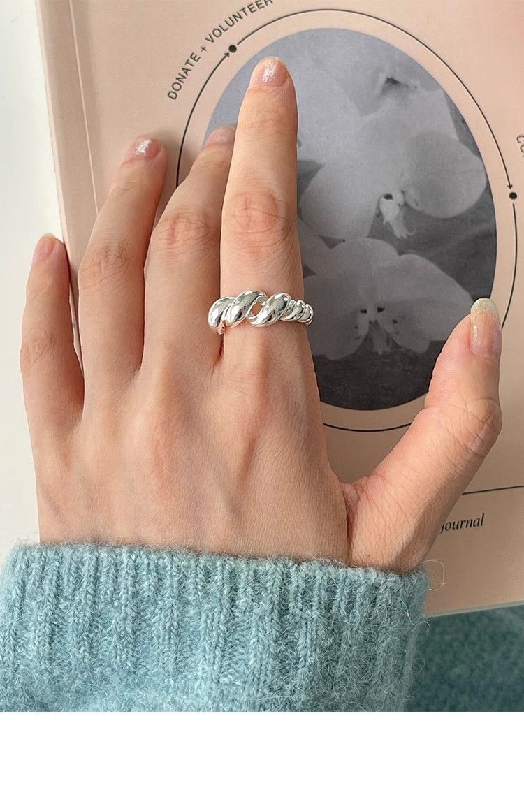Sac en corne de vache torsadé en argent sterling pour femme, style cool, petite foule, minimaliste, creux, enroulement_voghion.com