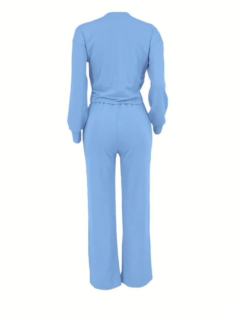 Abbigliamento femminile in autunno e inverno, nuove felpe a maniche lunghe con scollo rotondo, pantaloni con elastico in vita, completi casual e alla moda in due pezzi_voghion.com