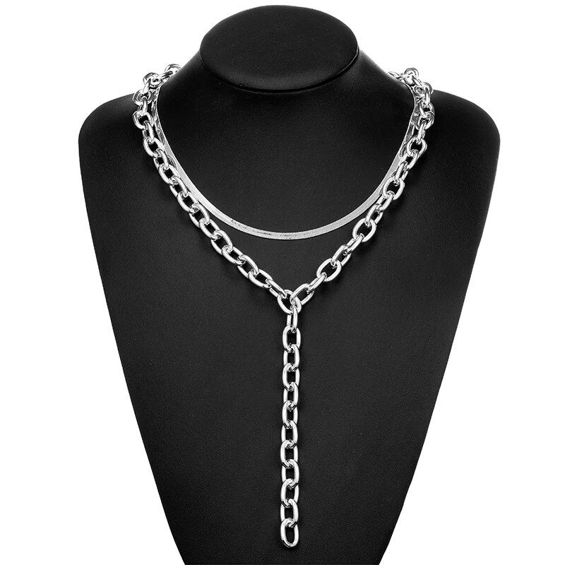 Klaar voorraad schattige eenvoudige ketting k slot hanger vrouwen zilver kleur mode goth sieraden feest punk maxi collier lange ketting cadeau_voghion.com