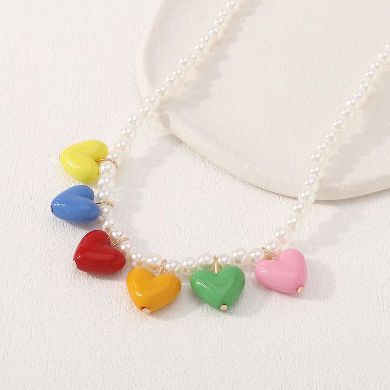 N10036 Rainbow Pearl Necklace, Spring/Summer Elegance, Pride Day Resin Love, Sweet and Cool Necklace_voghion.com