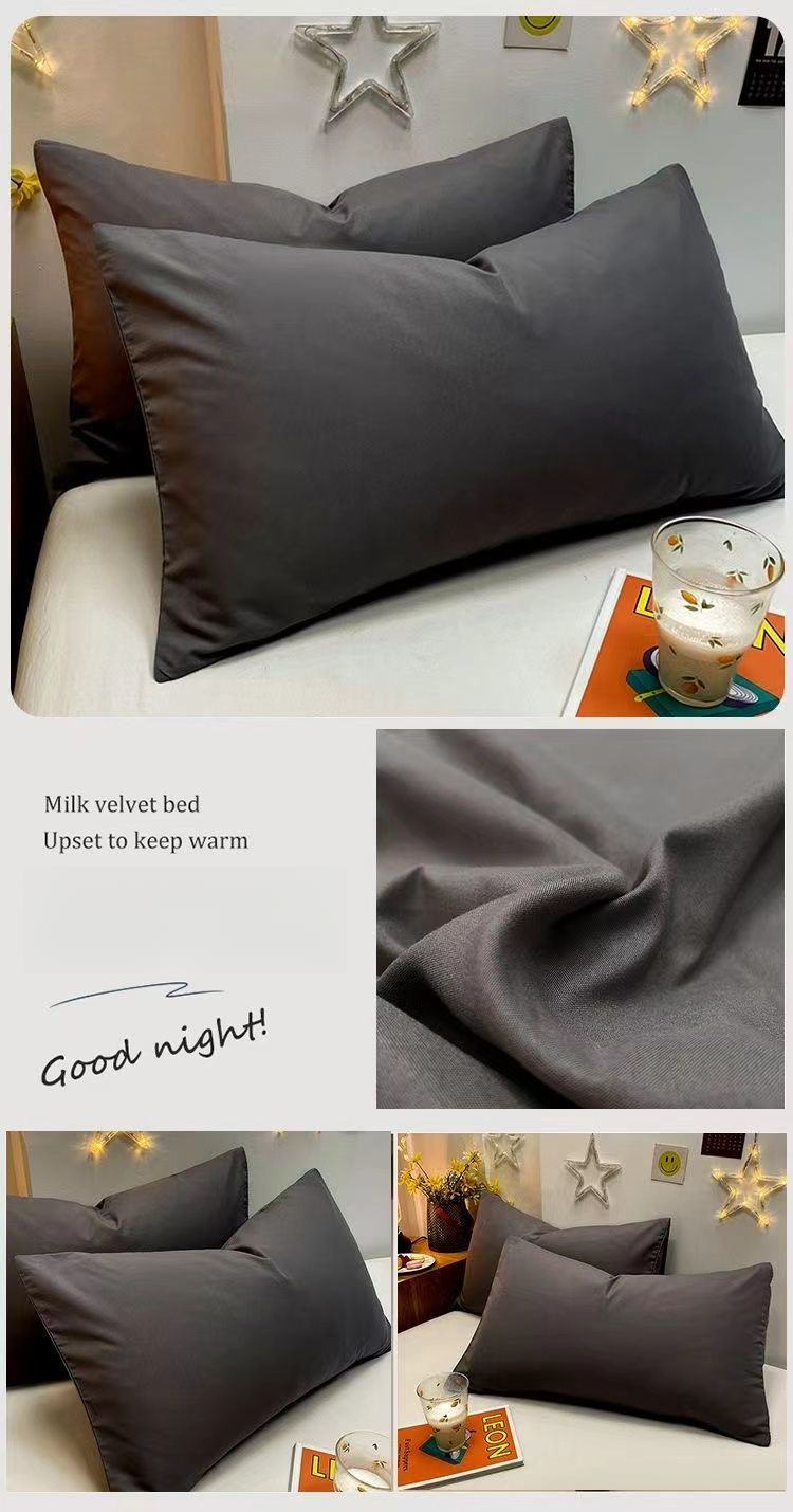 Solid Color Pillowcases Pair Washed Cotton Soft Core Thickened Pillowcase Single Dormitory Pillow Cover Minimalist Style_voghion.com