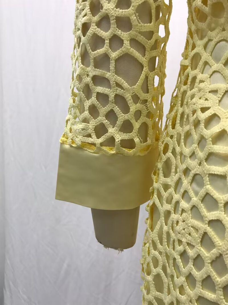 Vêtements pour femmes, robe cardigan en dentelle colorée, manteau deux pièces_voghion.com