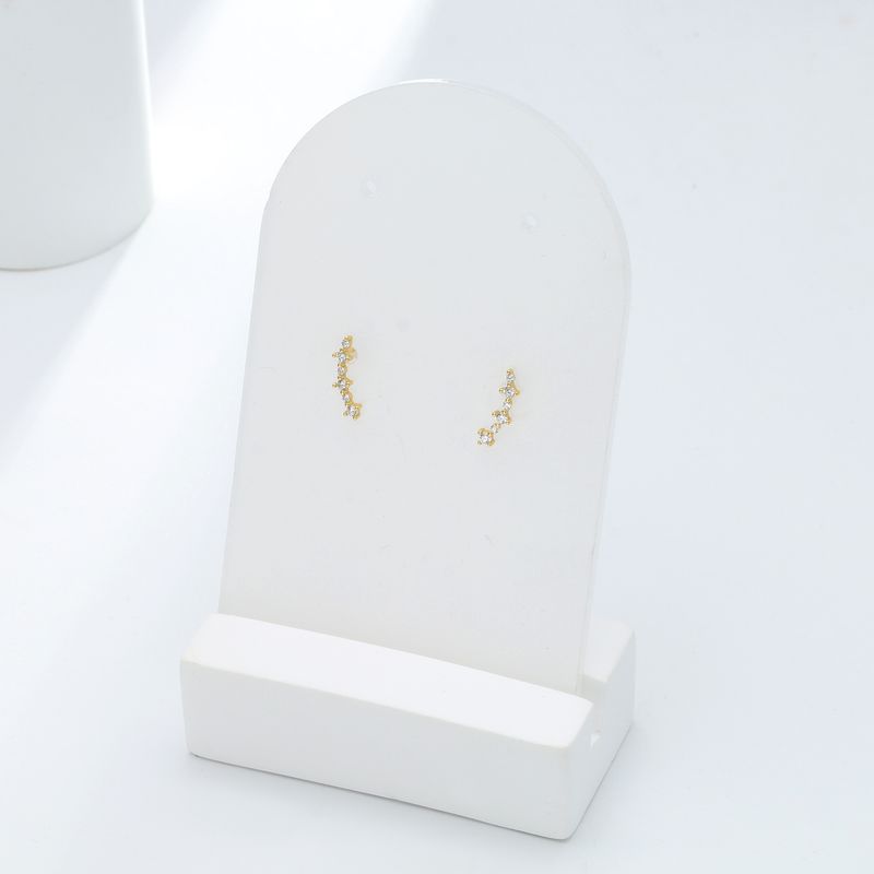 Orecchini da donna in argento sterling S925 con stella cadente, mini orecchini lucidi, orecchini versatili di base con fila di diamanti, piccoli orecchini_voghion.com