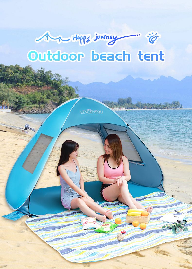 Tenda da spiaggia per esterni, con apertura rapida, automatica, pop-up, semplice parasole, baldacchino per il tempo libero sulla spiaggia, con porte e doppie finestre_voghion.com