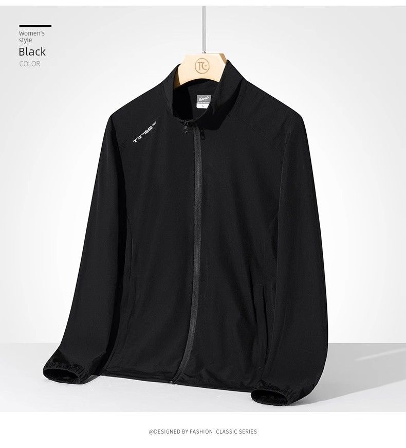 Stehkragen Damen Sommer Mittleren Alters Sportswear Stretch Sonnenschutz Kleidung_voghion.com