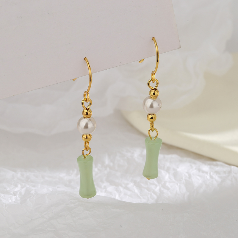 Timbro VENUS Orecchini in giada Hetian color oro per donna Ragazza geometria Perla Gioielli etnici Regalo Dropshippi_voghion.com