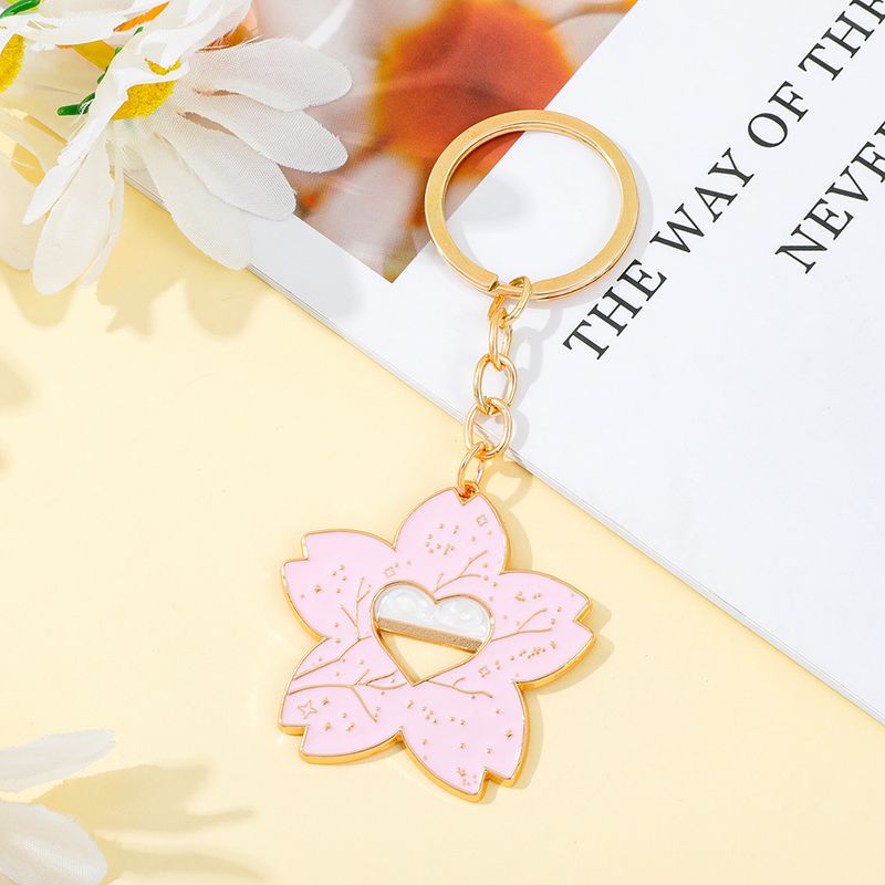 Popolare piccolo portachiavi con fiore di ciliegio fresco rosa, amore, ragazza carina, ciondolo in lega di zinco, vendita calda_voghion.com