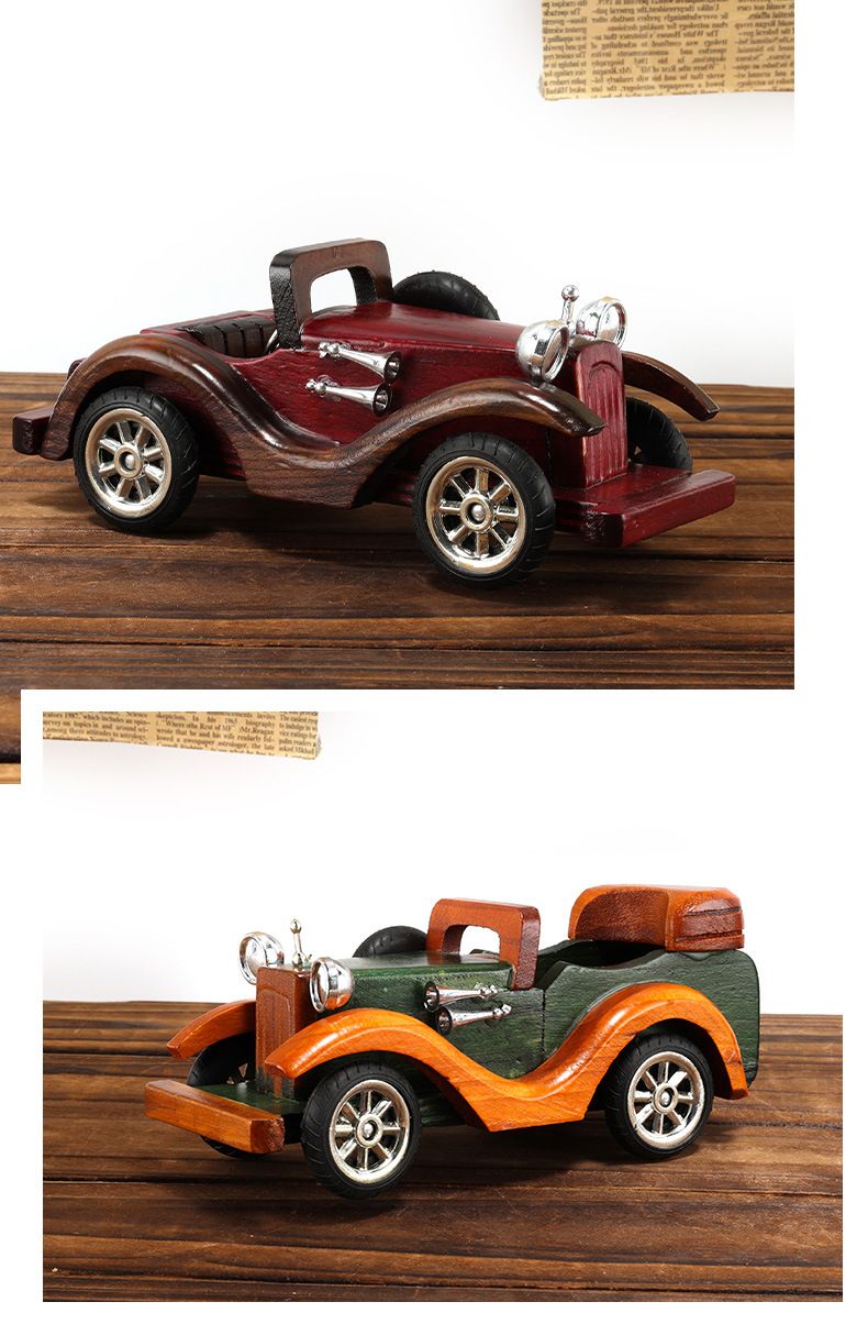 Fashion Retro Wooden Car 8 Inch Creative Home Desktop Ornaments Car Decoration Model Ornaments Manufacturers Wholesale_voghion.com
