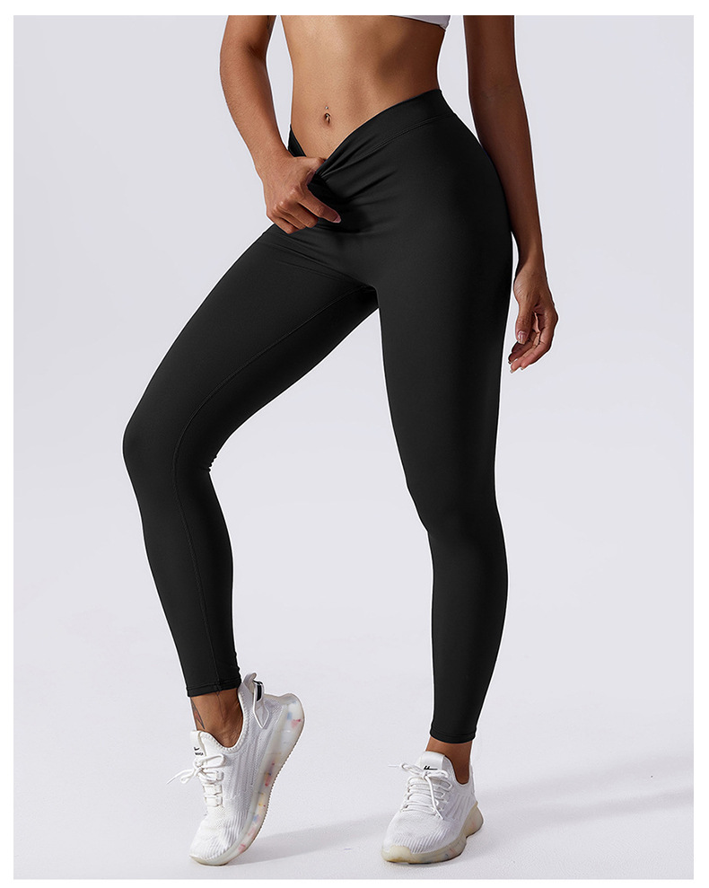Pantalons de Yoga pour femmes, taille en V, pêche, levage des fesses, taille haute, sport, Fitness, couleur chair, vêtements d'extérieur_voghion.com