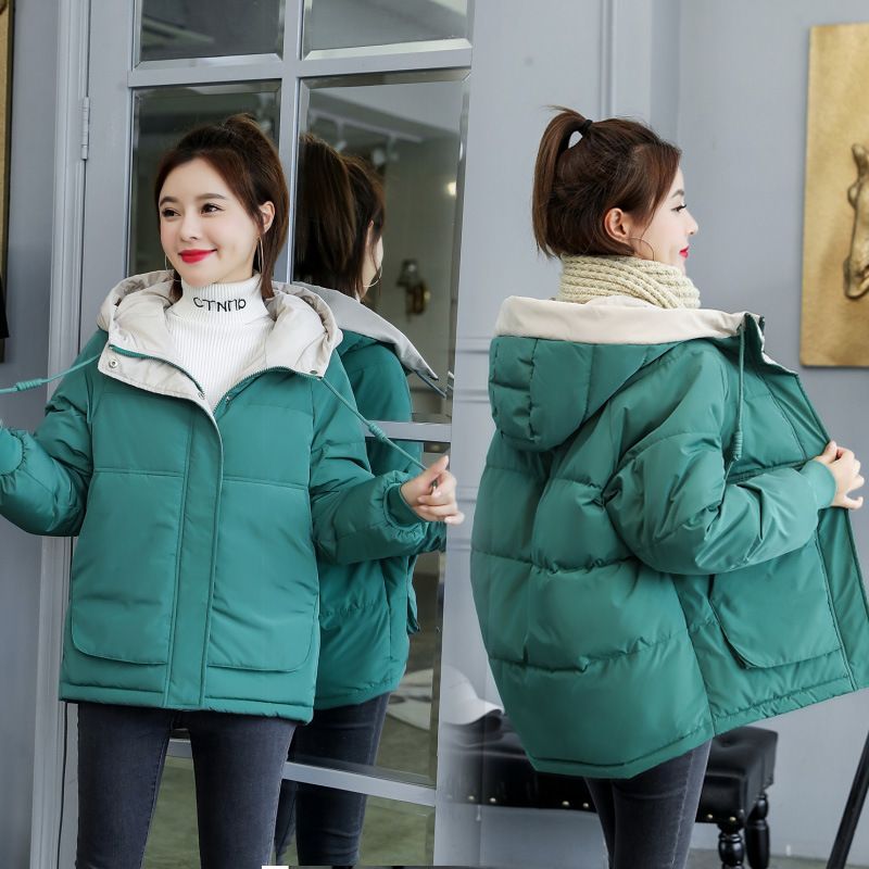 Chaqueta acolchada corta de algodón grueso y suelto para mujer, estilo coreano, para invierno 2024_voghion.com