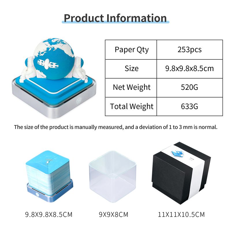 Erde 2024 Omoshiroi Notizblock Block Schreibtischkalender 3D Memo Pad 232Blätter Süßes Notizpapier Desktop Dekor Neuheit Geschenk_voghion.com