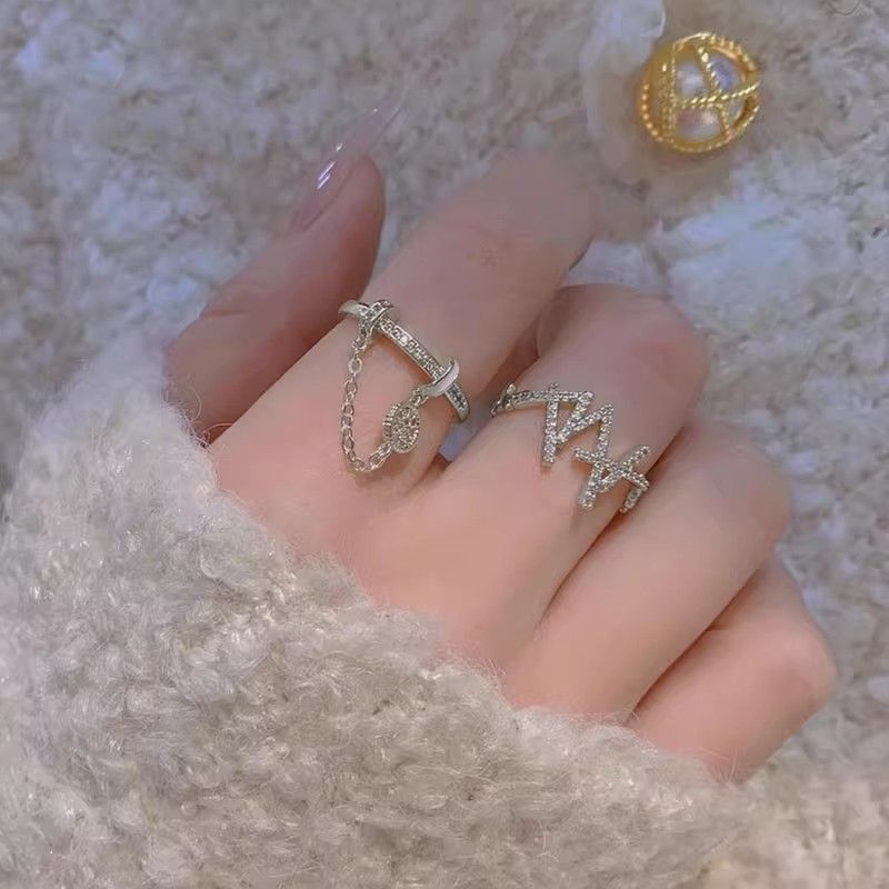 Avautuva ketju, pyöreä hopeinen, puhdas zirkoni, naisten lokerokuvio, etusormi, muodikas ja hieno kerrostettu kuvio, sormi,_voghion.com