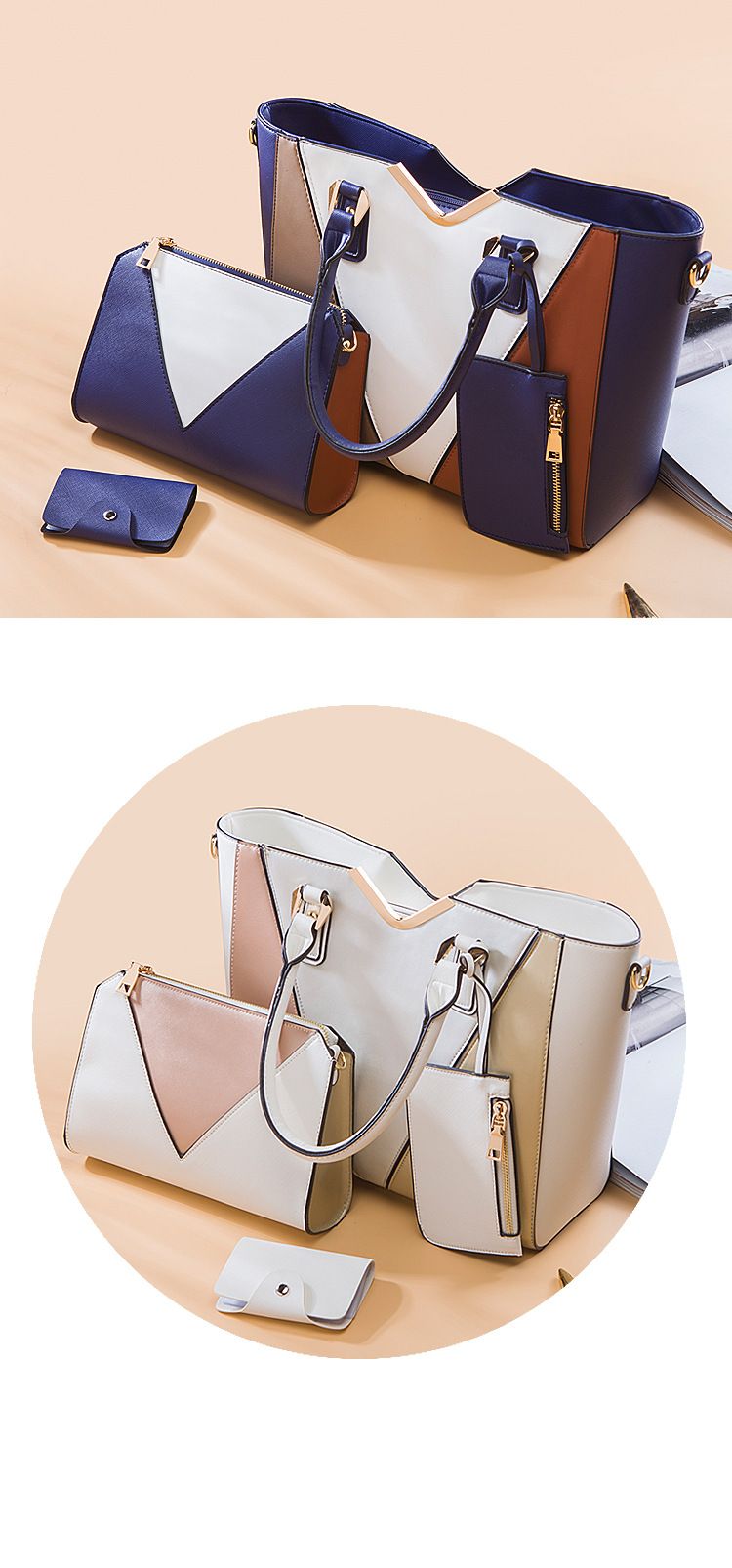 2024 new fashionable single shoulder diagonal women's hand-held cross pattern mother and child bag, color blocked four_voghion.com