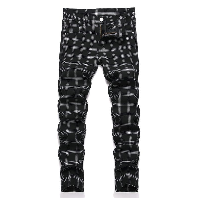 Jungenbekleidung Stretch-Karo-Hose mit geradem Bein_voghion.com